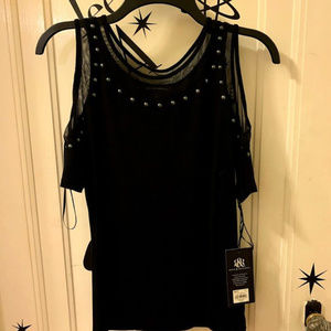 Black cold shoulder shirt